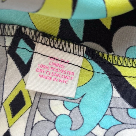 Alice & Trixie Silk Shift Dress XS Geometric Print Black Grey Blue - Picture 7 of 8